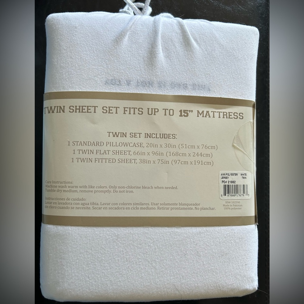 Jersey knit t-shirt twin sheets - white - Picture 2 of 2